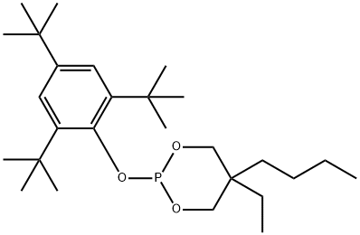 1,3,2-Dioxaphosphorinane, 5-butyl-5-ethyl-2-[2,4,6-tris(1,1-dimethylethyl)phenoxy]- Structure