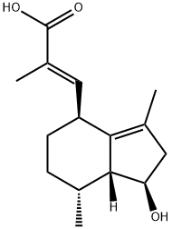 (E)-3-[(1R)-2,4,5,6,7,7aα-ヘキサヒドロ-1-ヒドロキシ-3,7β-ジメチル-1H-インデン-4α-イル]-2-メチルプロペン酸 化学構造式