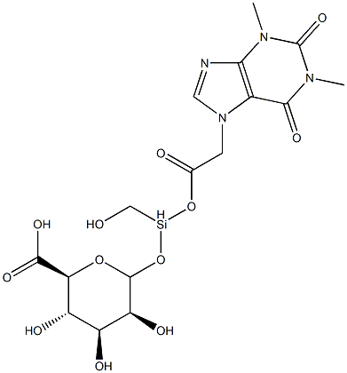 Mannopyranuronic acid, 1-O-hydroxymethyl(1,2,3,6-tetrahydro-1,3-dimethyl-2,6-dioxo-7H-purin-7-yl)acetyloxysilyl- Struktur