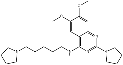 6,7-ジメトキシ-2-(ピロリジン-1-イル)-N-(5-(ピロリジン-1-イル)ペンチル)キナゾリン-4-アミン 化学構造式
