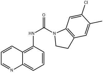 6-氯-2,3-二氢-5-甲基-N-5-喹啉基-1H-吲哚-1-甲酰胺, 162100-15-4, 结构式
