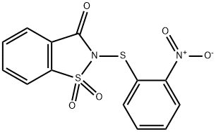 2-(2-ニトロフェニルチオ)-1,2-ベンゾイソチアゾール-3(2H)-オン1,1-ジオキシド 化学構造式