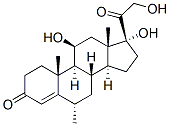 6α-メチル-11β,17α,21-トリヒドロキシプレグナ-4-エン-3,20-ジオン 化学構造式