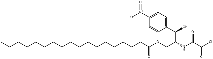オクタデカン酸(2R,3R)-2-[(ジクロロアセチル)アミノ]-3-ヒドロキシ-3-(4-ニトロフェニル)プロピル 化学構造式