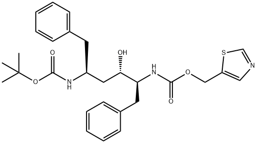 (2S,3S,5S)-5-(叔丁氧羰基氨基)-2-(N-5-噻唑基甲氧羰基)氨基-1,6-二苯基-3-羟基己烷,162849-95-8,结构式