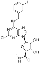1-[2-CHLORO-6-[[(3-IODOPHENYL)METHYL]AMINO]-9H-PURIN-9-YL]-1-DEOXY-N-METHYL-BETA-D-RIBOFURANURONAMIDE Struktur