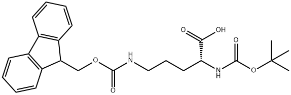 N-叔丁氧羰基-(N'-芴甲氧羰基)-D-鸟氨酸,163336-15-0,结构式