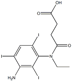 3-[[N-(3-アミノ-2,4,6-トリヨードフェニル)-N-エチルアミノ]カルボニル]プロピオン酸 化学構造式