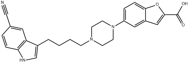 5-[4-[4-(5-cyano-1H-indol-3-yl)butyl]-1-piperazinyl]-2-Benzofurancarboxylic acid 化学構造式