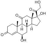 6β,17α,21-トリヒドロキシプレグナ-4-エン-3,11,20-トリオン 化学構造式