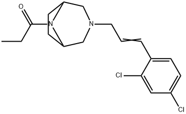 3-(2,4-ジクロロシンナミル)-8-プロピオニル-3,8-ジアザビシクロ[3.2.1]オクタン 化学構造式