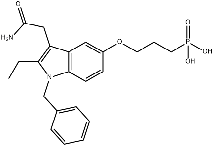 [3-[[3-(2-Amino-2-oxoethyl)-2-ethyl-1-(phenylmethyl)-1H-indol-5-yl]oxy]propyl]-phosphonicacid, 164083-84-5, 结构式