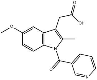 5-メトキシ-2-メチル-1-ニコチノイル-1H-インドール-3-酢酸 化学構造式