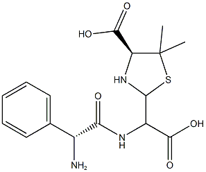 (4S)-2-(((R)-2-Amino-2-phenylacetamido)(carboxy)-methyl)-5,5-dimethylthiazolidine-4-carboxylic Struktur