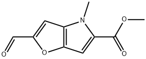 2-ホルミル-4-メチル-4H-フロ[3,2-B]ピロール-5-カルボン酸メチル 化学構造式