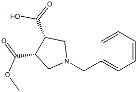 cis-1-Benzyl-4-(Methoxycarbonyl)pyrrolidine-3-carboxylic acid, 165036-59-9, 结构式