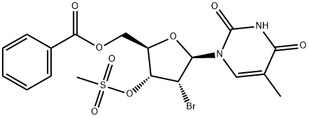 URIDINE, 2'-BROMO-2'-DEOXY-5-METHYL-, 5'-BENZOATE 3'-METHANESULFONATE 结构式