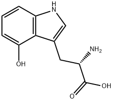 rac-(R*)-2-アミノ-3-(4-ヒドロキシ-1H-インドール-3-イル)プロピオン酸 化学構造式