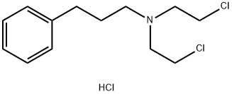 N,N-bis(2-chloroethyl)-3-phenylpropan-1-amine hydrochloride 化学構造式