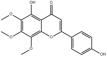 5-ヒドロキシ-2-(4-ヒドロキシフェニル)-6,7,8-トリメトキシ-4H-1-ベンゾピラン-4-オン 化学構造式