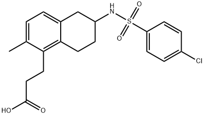1-NAPTHALENEPROPANOIC ACID, 6-(((4-CHLOROPHENYL)SULFONYL)AMINO)-5,6,7,8-TETRAHYDRO-2-METHYL Struktur
