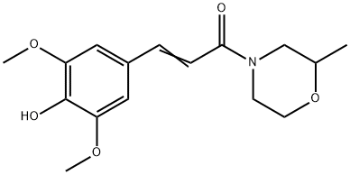 4-[3-(3,5-ジメトキシ-4-ヒドロキシフェニル)プロペノイル]-2-メチルモルホリン 化学構造式