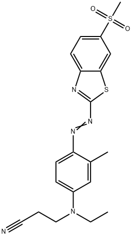 3-[エチル[3-メチル-4-[[6-(メチルスルホニル)-2-ベンゾチアゾリル]アゾ]フェニル]アミノ]プロパンニトリル 化学構造式