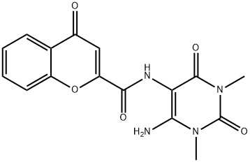 4H-1-Benzopyran-2-carboxamide,  N-(6-amino-1,2,3,4-tetrahydro-1,3-dimethyl-2,4-dioxo-5-pyrimidinyl)-4-oxo- Structure