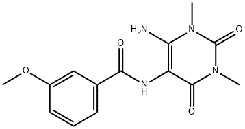 Benzamide,  N-(6-amino-1,2,3,4-tetrahydro-1,3-dimethyl-2,4-dioxo-5-pyrimidinyl)-3-methoxy- Struktur