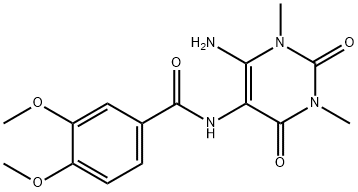 Benzamide,  N-(6-amino-1,2,3,4-tetrahydro-1,3-dimethyl-2,4-dioxo-5-pyrimidinyl)-3,4-dimethoxy- Struktur