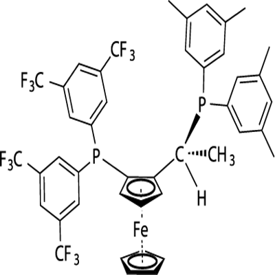 (R)-(-)-1-[(S)-2-(DI(3,5-BIS-TRIFLUOROMETHYLPHENYL)PHOSPHINO)FERROCENYL]ETHYLDI(3,5-DIMETHYLPHENYL)PHOSPHINE Struktur