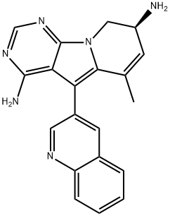 Pyrimido[5,4-b]indolizine-4,8-diamine, 8,9-dihydro-6-methyl-5-(3-quinolinyl)-, (8S)- Struktur
