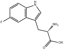 (S)-5-フルオロ-α-アミノ-1H-インドール-3-プロピオン酸 化学構造式