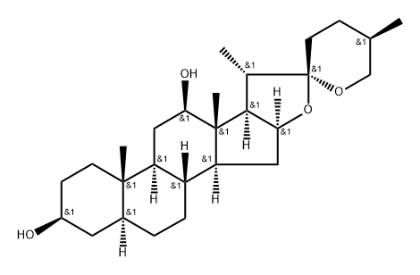 (25R)-5α-スピロスタン-3β,12β-ジオール 化学構造式