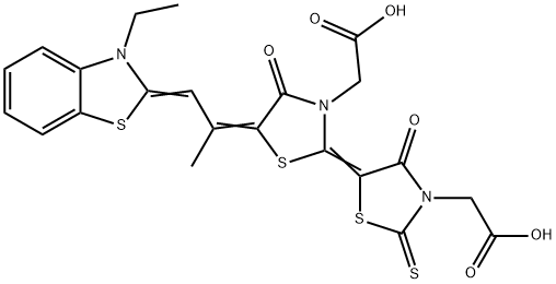 (3'-carboxymethyl-5-(2-(3-ethyl-3H-benzothiazol-2-ylidene)-1-methyl-ethylidene)-4,4'-dioxo-2'-thioxo-(2,5')bithiazolidinyliden-3-yl)-acetic acid 结构式