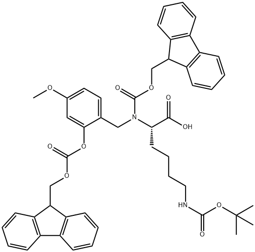 FMOC-[FMOC-HMB]-LYS(BOC)-OH, 166881-56-7, 结构式