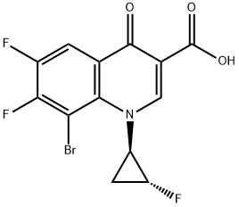 3-Quinolinecarboxylic acid, 8-broMo-6,7-difluoro-1-(2-fluorocyclopropyl)-1,4-dihydro-4-oxo-, trans- (9CI) Struktur