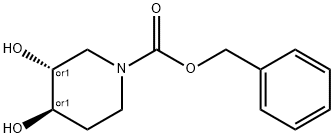 (3S,4S)-1-(ベンジルオキシカルボニル)ピペリジン-3,4-ジオール 化学構造式