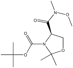 (R)-3-BOC-4-(メトキシメチルカルバモイル)-2,2-ジメチルオキサゾリジン 化学構造式