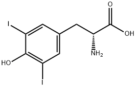 (2R)-2-アミノ-3-(4-ヒドロキシ-3,5-ジヨードフェニル)プロパン酸 化学構造式