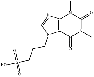 1,2,3,6-テトラヒドロ-1,3-ジメチル-2,6-ジオキソ-7H-プリン-7-プロパン-1-スルホン酸 化学構造式