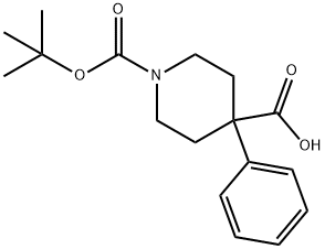 BOC-4-フェニルピペリジン-4-カルボン酸 化学構造式