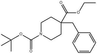 N-BOC-4-苄基哌啶-4-羧酸乙酯, 167263-10-7, 结构式