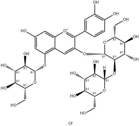 シアニジン3-ソホロシド5-グルコシド 化学構造式