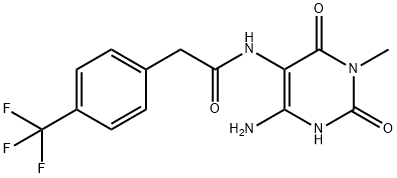 Benzeneacetamide,  N-(4-amino-1,2,3,6-tetrahydro-1-methyl-2,6-dioxo-5-pyrimidinyl)-4-(trifluoromethyl)- 结构式