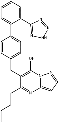 5-Butyl-6-((2'-(1H-tetrazol-5-yl)(1,1'-biphenyl)-4-yl)methyl)pyrazolo(1,5-a)pyrimidin-7-ol Structure