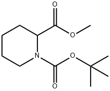 1-(tert-ブトキシカルボニル)-2-ピペリジンカルボン酸メチル 化学構造式