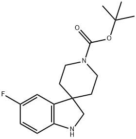 TERT-ブチル 5-フルオロ-1,2-ジヒドロスピロ[インドール-3,4'-ピペリジン]-1'-カルボキシレート 化学構造式