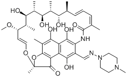 25 - 乙酰- 3 - [(五) - [(4 -甲基- 1 -哌嗪基)亚胺]甲基]利福霉素, 16783-99-6, 结构式