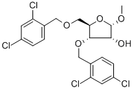 1-Methyl-3,5-bis-O-(2,4-dichlorobenzyl)-alpha-D-ribofuranoside Struktur